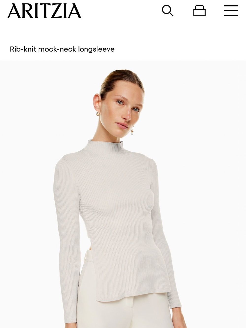 ARITZIA - BABATON - Ribbed Cream Turtleneck Sweater